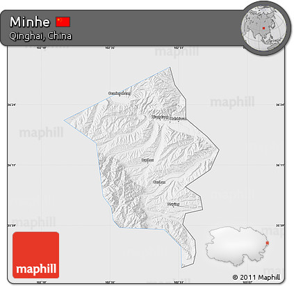 Silver Style Map of Minhe, single color outside