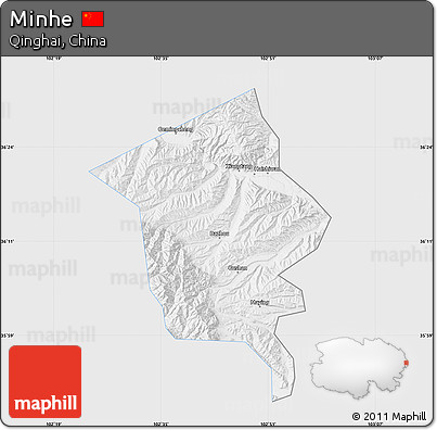 Silver Style Map of Minhe, single color outside