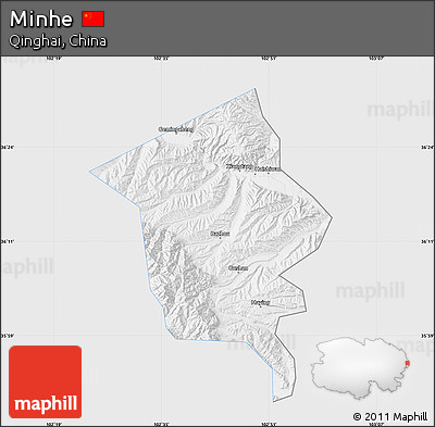 Silver Style Map of Minhe, single color outside