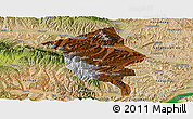 Physical Panoramic Map of Minhe, satellite outside