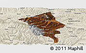 Physical Panoramic Map of Minhe, shaded relief outside