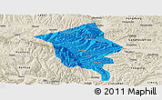 Political Panoramic Map of Minhe, shaded relief outside