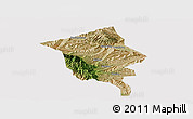 Satellite Panoramic Map of Minhe, cropped outside