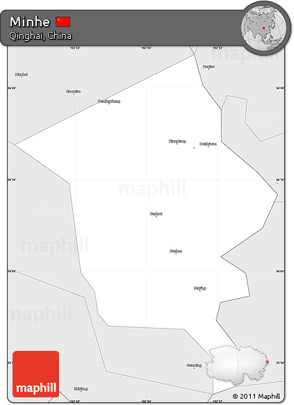 Silver Style Simple Map of Minhe
