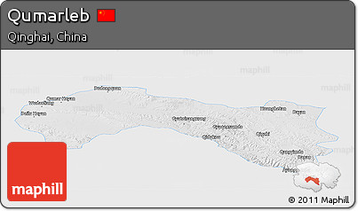 Physical Panoramic Map of Qumarleb, single color outside