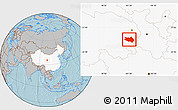 Gray Location Map of Zekog, highlighted country, hill shading