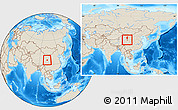 Shaded Relief Location Map of Zekog, within the entire country