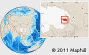 Shaded Relief Location Map of Zekog, highlighted parent region