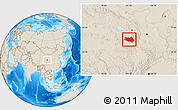 Shaded Relief Location Map of Zekog