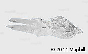 Physical Panoramic Map of Zekog, single color outside