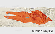 Political Panoramic Map of Zekog, shaded relief outside