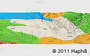 Shaded Relief Panoramic Map of Zekog, political outside