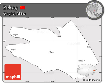 Silver Style Simple Map of Zekog, cropped outside