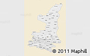 Classic Style 3D Map of Shaanxi, single color outside