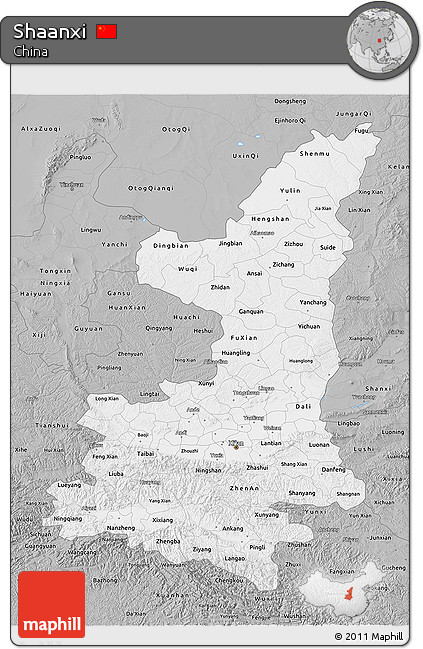Gray 3D Map of Shaanxi