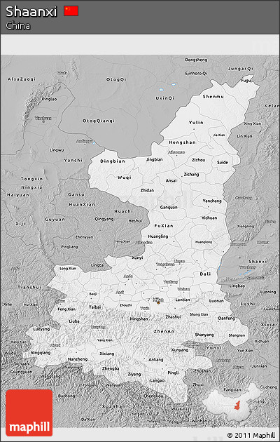 Gray 3D Map of Shaanxi