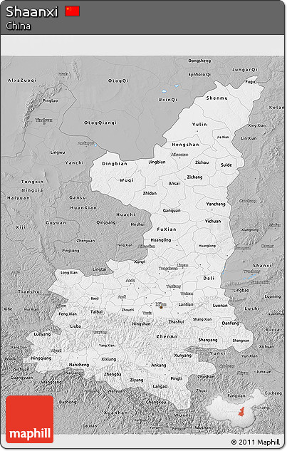 Gray 3D Map of Shaanxi