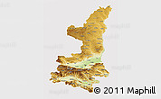 Physical 3D Map of Shaanxi, cropped outside