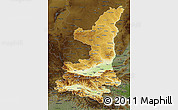 Physical 3D Map of Shaanxi, darken
