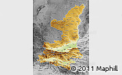 Physical 3D Map of Shaanxi, desaturated