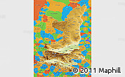 Physical 3D Map of Shaanxi, political outside
