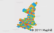 Political 3D Map of Shaanxi, cropped outside