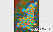 Political 3D Map of Shaanxi, darken