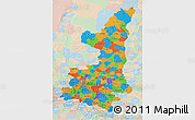 Political 3D Map of Shaanxi, lighten