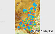 Political 3D Map of Shaanxi, physical outside