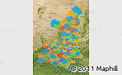 Political 3D Map of Shaanxi, satellite outside