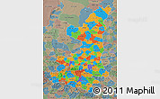 Political 3D Map of Shaanxi, semi-desaturated