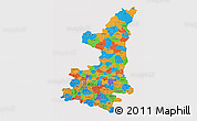 Political 3D Map of Shaanxi, single color outside