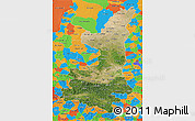 Satellite 3D Map of Shaanxi, political outside