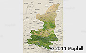 Satellite 3D Map of Shaanxi, shaded relief outside