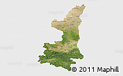 Satellite 3D Map of Shaanxi, single color outside