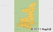 Savanna Style 3D Map of Shaanxi, single color outside