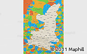 Shaded Relief 3D Map of Shaanxi, political outside