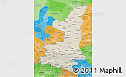 Shaded Relief 3D Map of Shaanxi, political shades outside