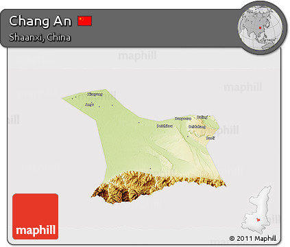 Physical 3D Map of Chang An, cropped outside