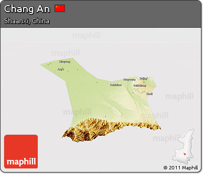 Physical 3D Map of Chang An, cropped outside