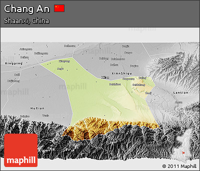 Physical 3D Map of Chang An, desaturated