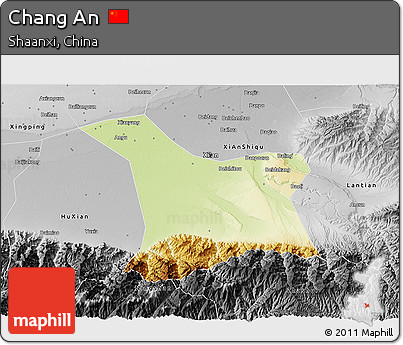 Physical 3D Map of Chang An, desaturated