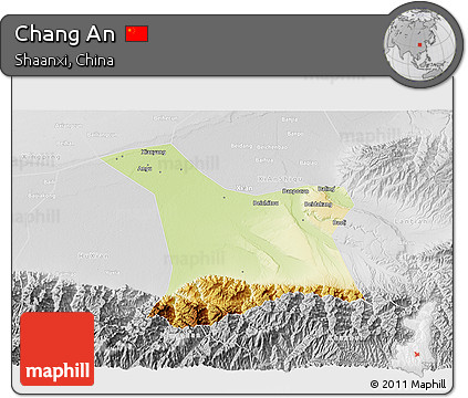 Physical 3D Map of Chang An, lighten, desaturated