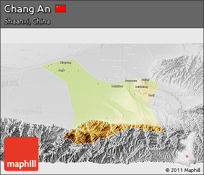Physical 3D Map of Chang An, lighten, desaturated