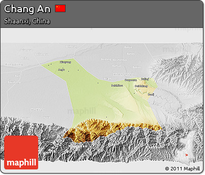 Physical 3D Map of Chang An, lighten, desaturated