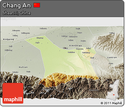 Physical 3D Map of Chang An, semi-desaturated