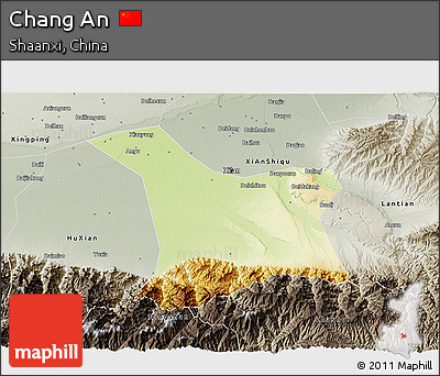 Physical 3D Map of Chang An, semi-desaturated
