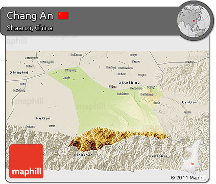Physical 3D Map of Chang An, shaded relief outside
