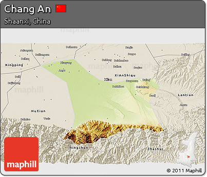 Physical 3D Map of Chang An, shaded relief outside