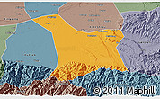 Political 3D Map of Chang An, semi-desaturated